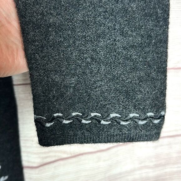 Boiled Wool Cardigan Jacket LINEA Louis Dell'Olio Gray Embroidered Open Front M - Picture 8 of 11